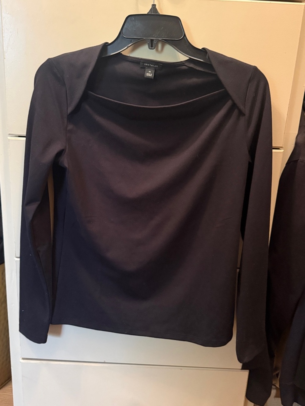 Ann Taylor Black square neck Top